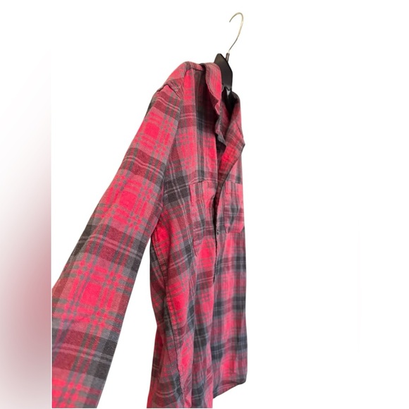 Rude Men’s Plaid Flannel Shirt Red Black Grunge Skater Emo Punk Alt Button-Up S - Picture 2 of 7